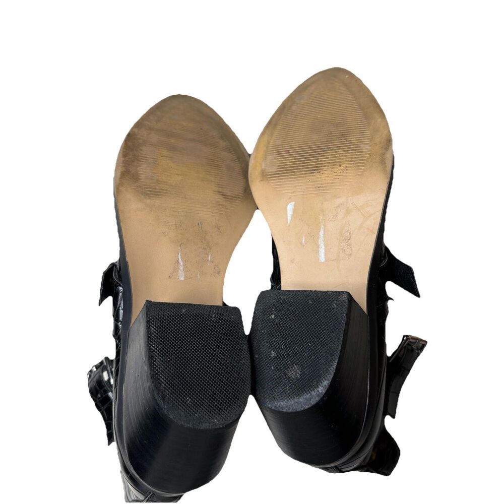 Steve Madden Black Snakeskin Print Block Heel Slip-On Ankle Booties Size 9.5 - Picture 7 of 8